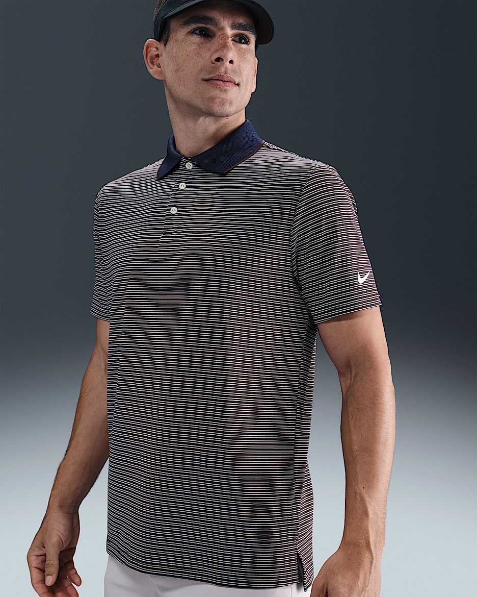 Nike Tour Men's Dri-FIT Striped Golf Polo - Baroque Brown/Pale Ivory