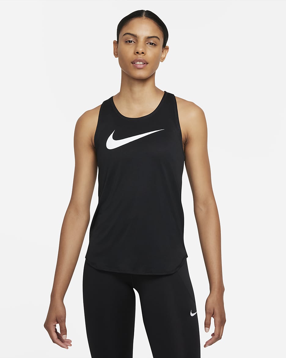 Nike Swoosh Run Women's Running Tank - Black/White