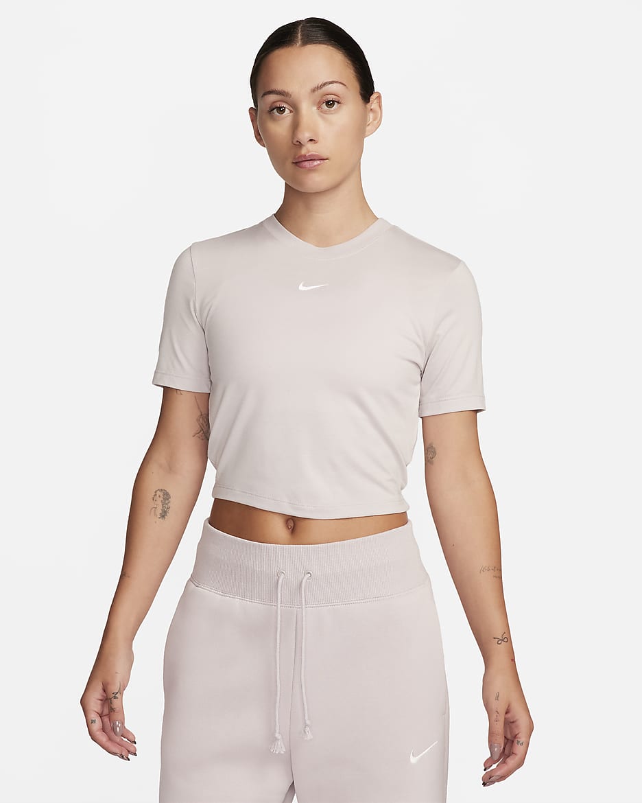 Nike Sportswear Essential Women's Slim Cropped T-Shirt - Platinum Violet/White