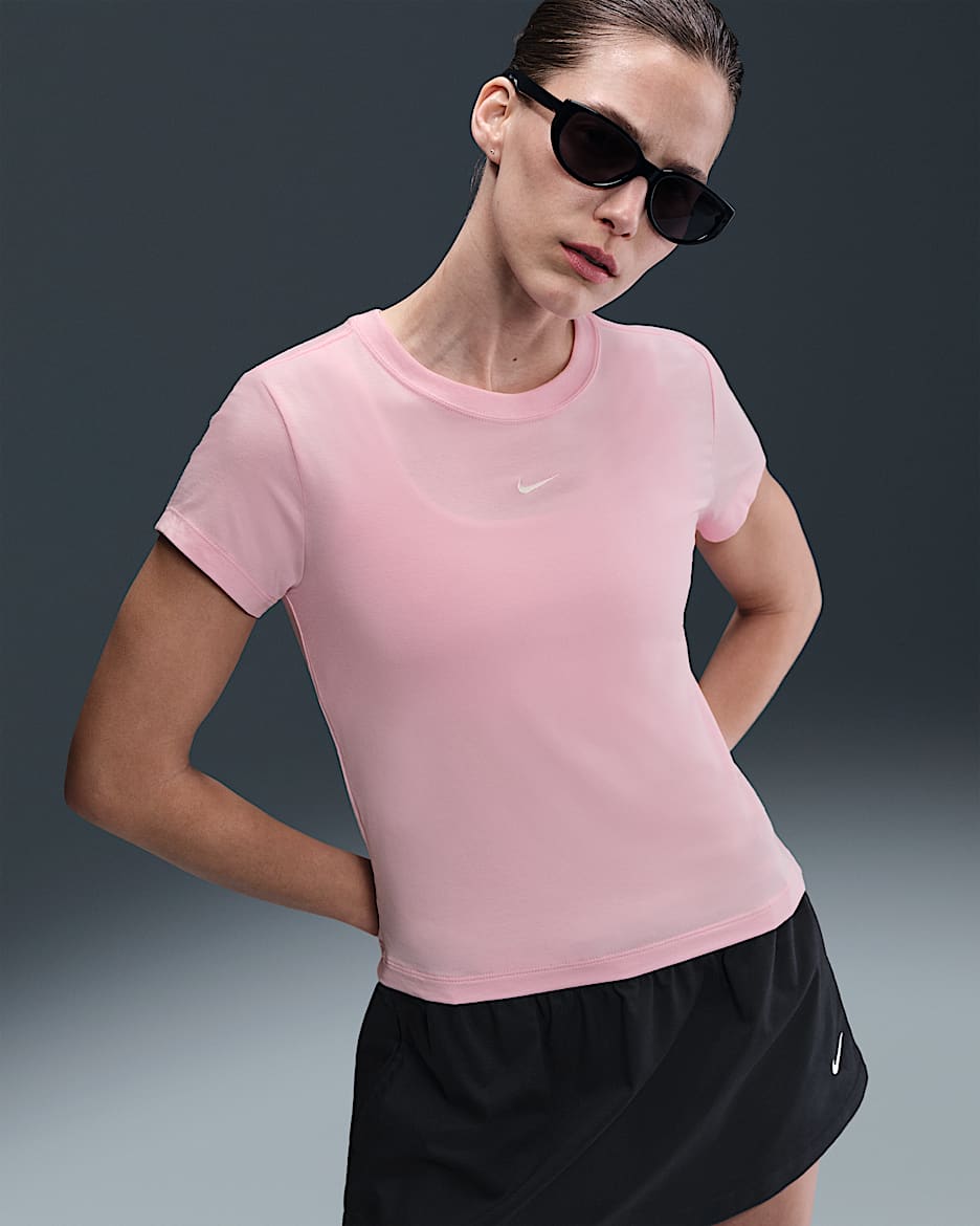 Nike Sportswear Chill Knit Damen-T-Shirt - Medium Soft Pink/Sail/Sail