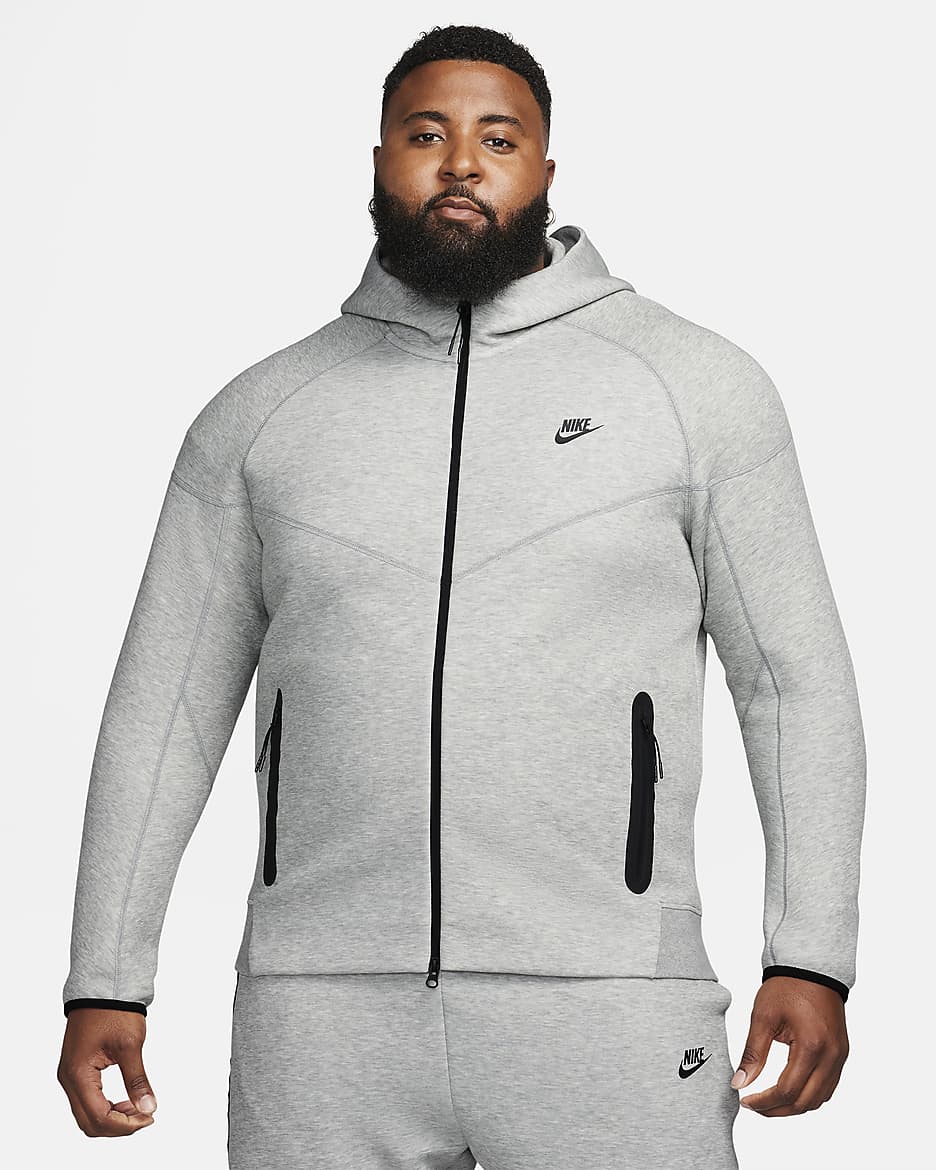 Sweat à capuche et zip Nike Sportswear Tech Fleece Windrunner pour homme - Dark Grey Heather/Noir