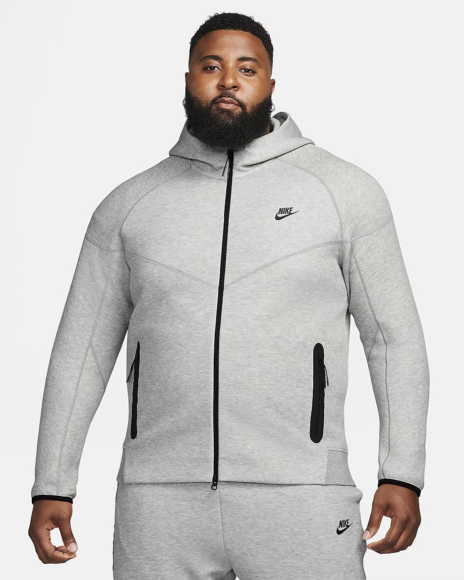 Nike Sportswear Tech Fleece Windrunner Herren-Hoodie mit durchgehendem Reißverschluss - Dark Grey Heather/Schwarz