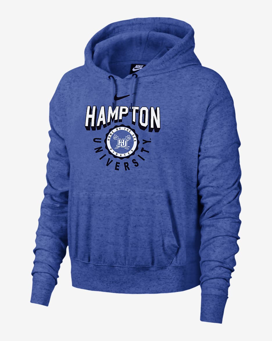 Sudadera con gorro universitaria Nike para mujer Hampton Gym Vintage - Royal juego jaspeado
