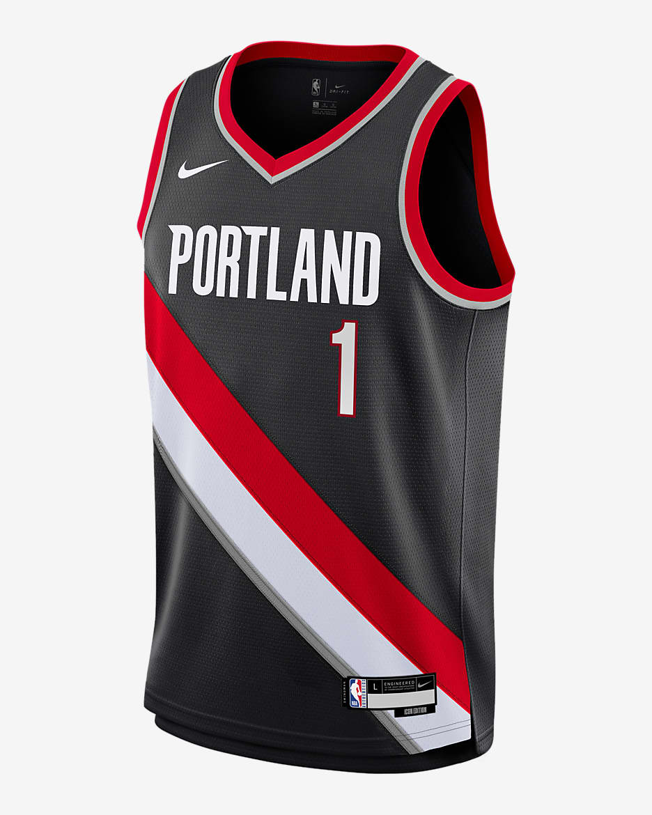 Jersey Nike de la NBA Swingman para niños talla grande Anfernee Simmons Portland Trailblazers 2024/25 Icon Edition - Negro