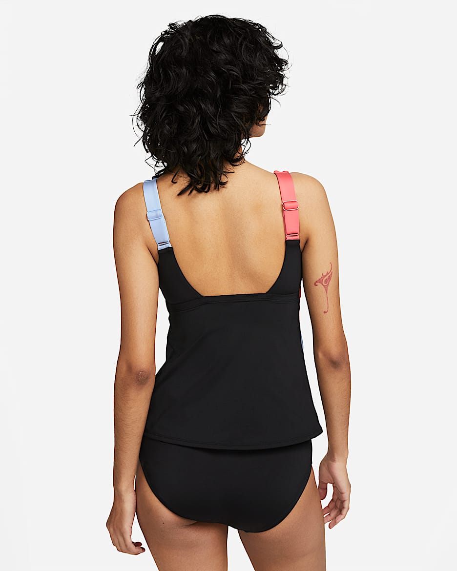 Tankini de natación con cuello en forma de U para mujer Nike - Negro