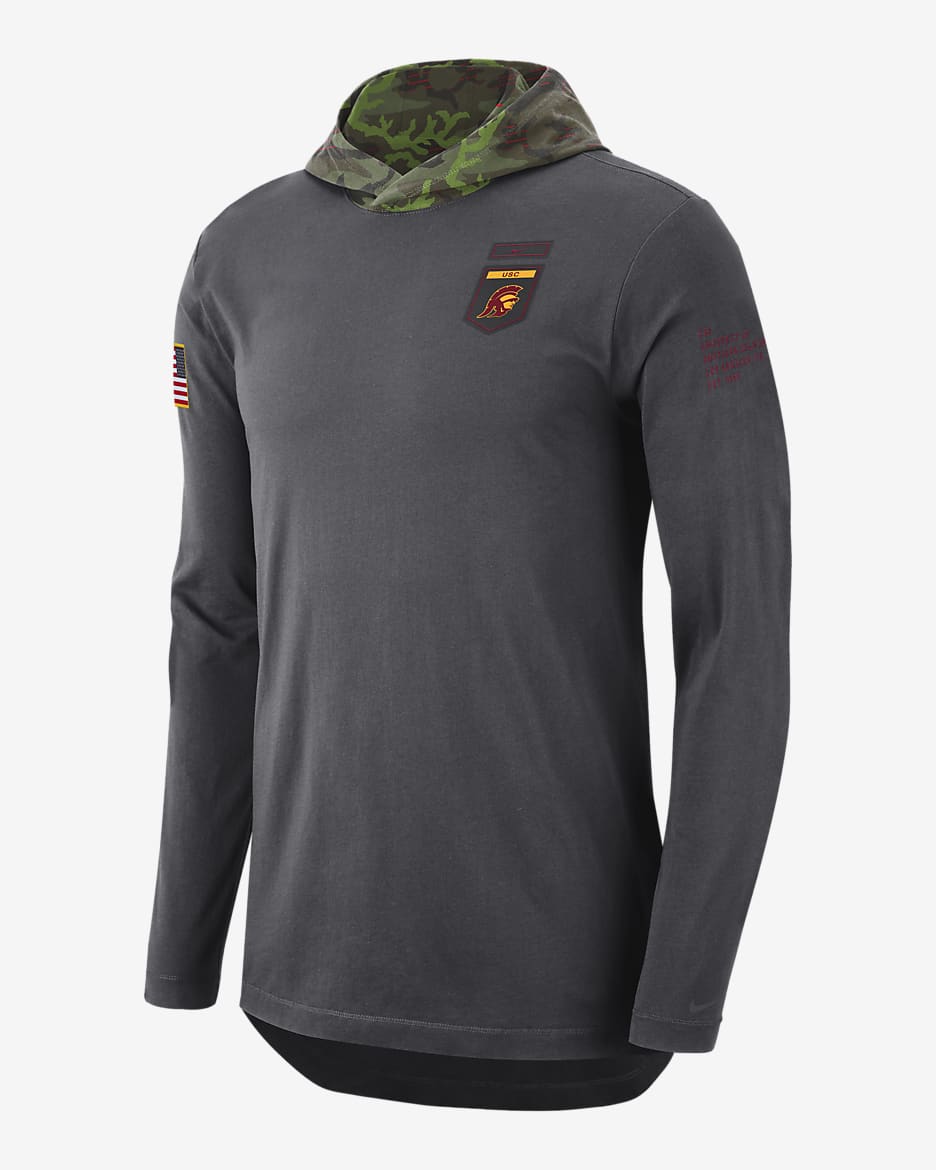 Playera de manga larga con gorro para hombre Nike College (USC) - Antracita/Carmesí team