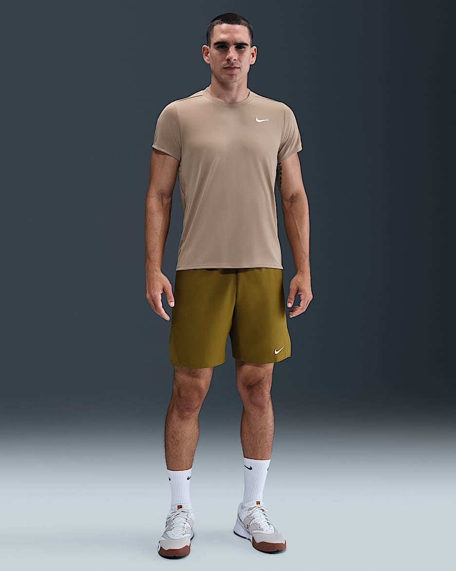 NikeCourt Victory Men's Dri-FIT 9" Tennis Shorts - Olive Flak/White