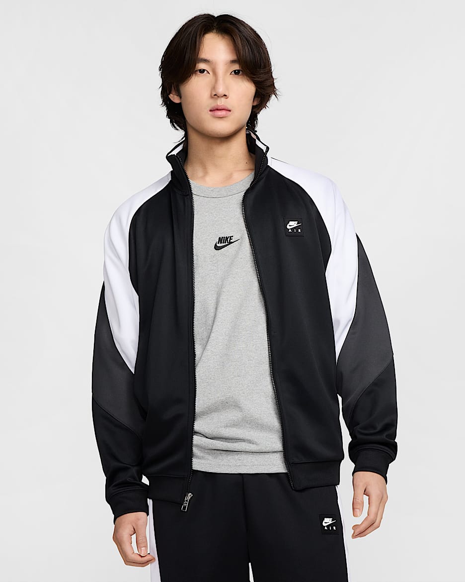 Chamarra de tejido Knit de poliéster de cierre completo para hombre Nike Air - Negro/Blanco/Antracita/Negro