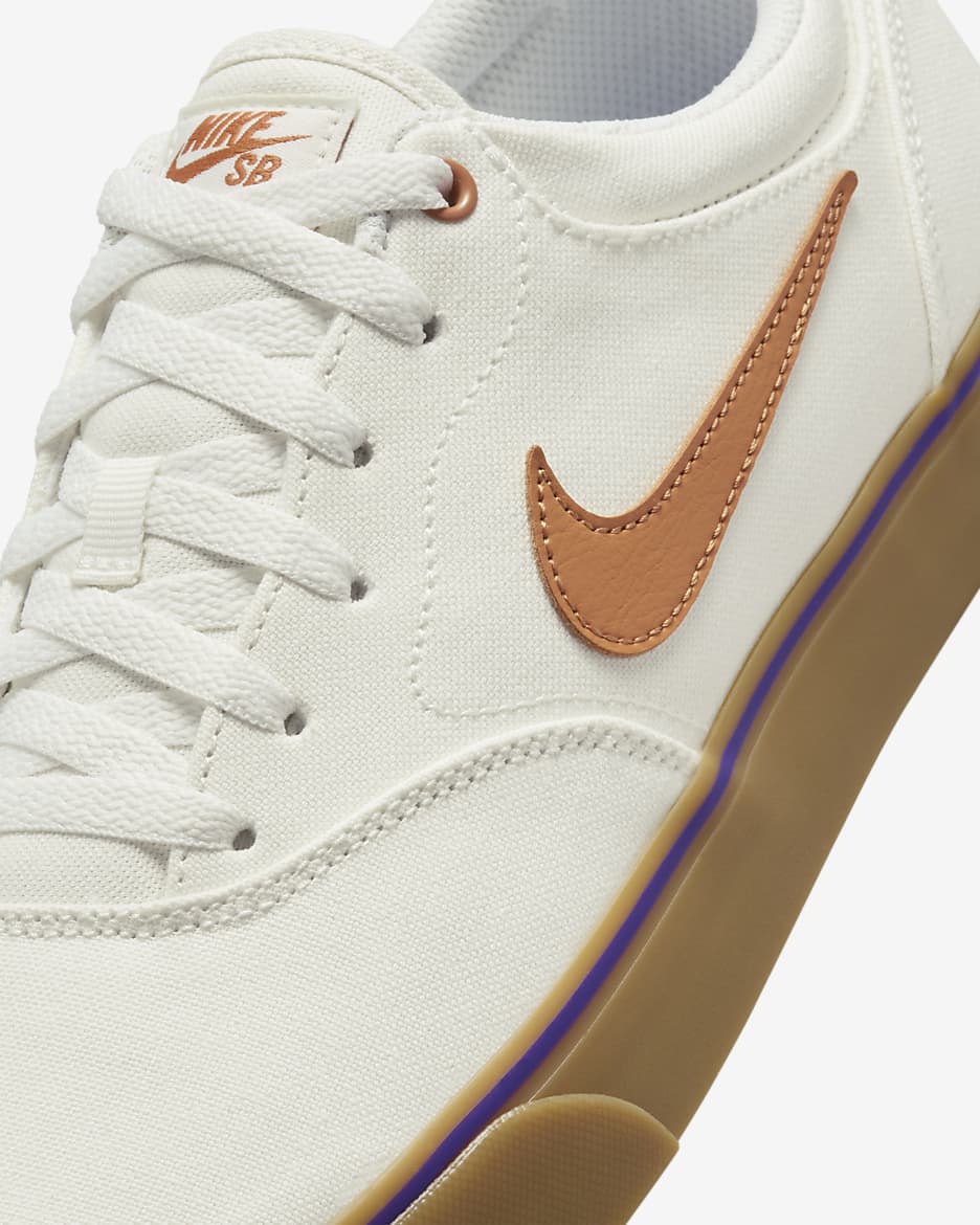 Nike SB Chron 2 Canvas Skate Shoe - Summit White/Summit White/Gum Light Brown/Monarch