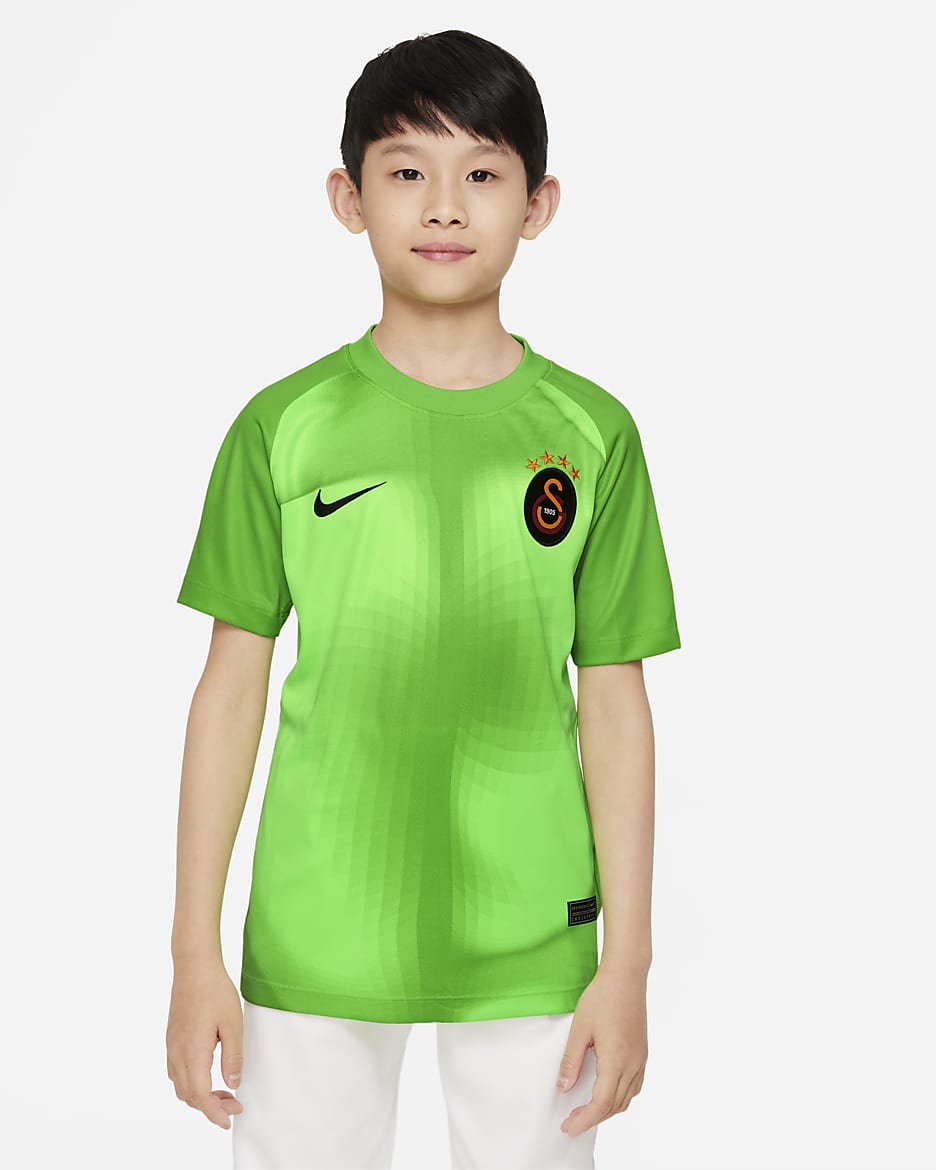 Galatasaray 2022/23 Goalkeeper Older Kids' Nike Dri-FIT Short-Sleeve Football Top - Green Strike/Mean Green/Black