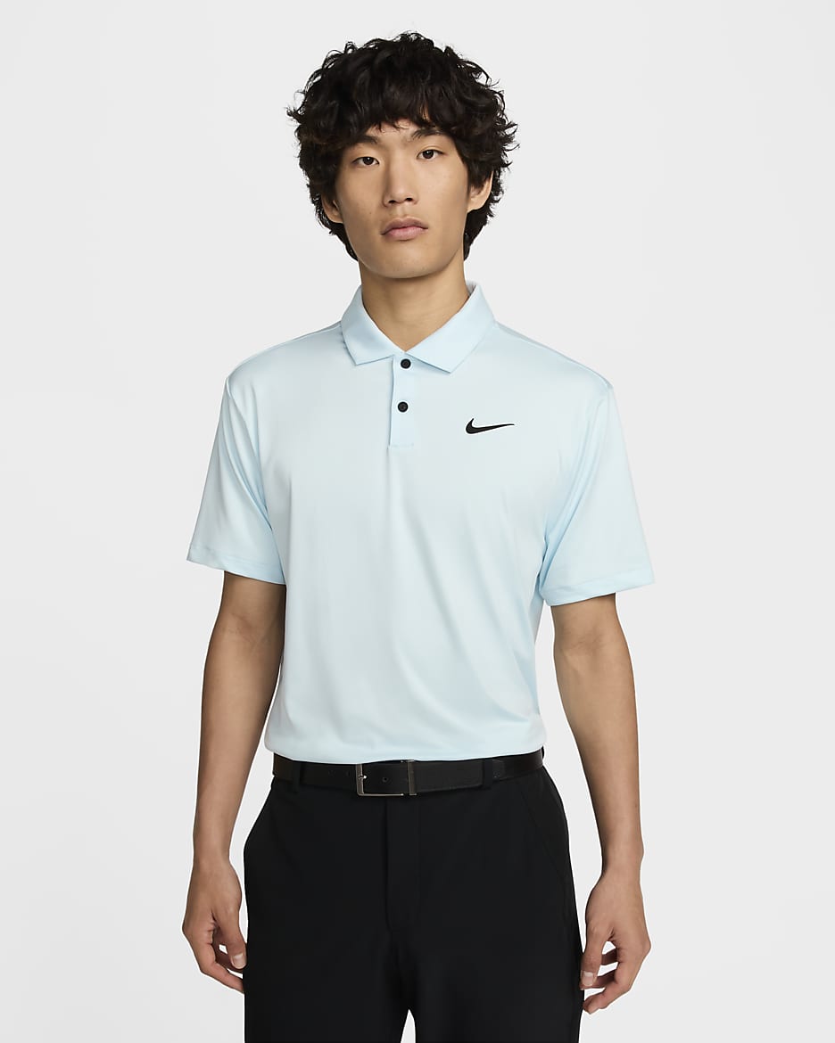 Nike Dri-FIT Tour Men's Solid Golf Polo - Glacier Blue/Black