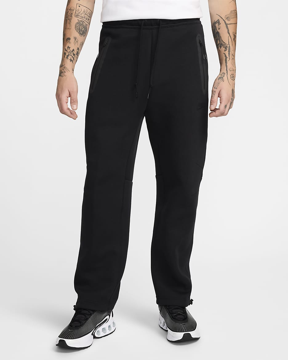 Nike Tech Men's Fleece Open-Hem Trousers - Black/Black