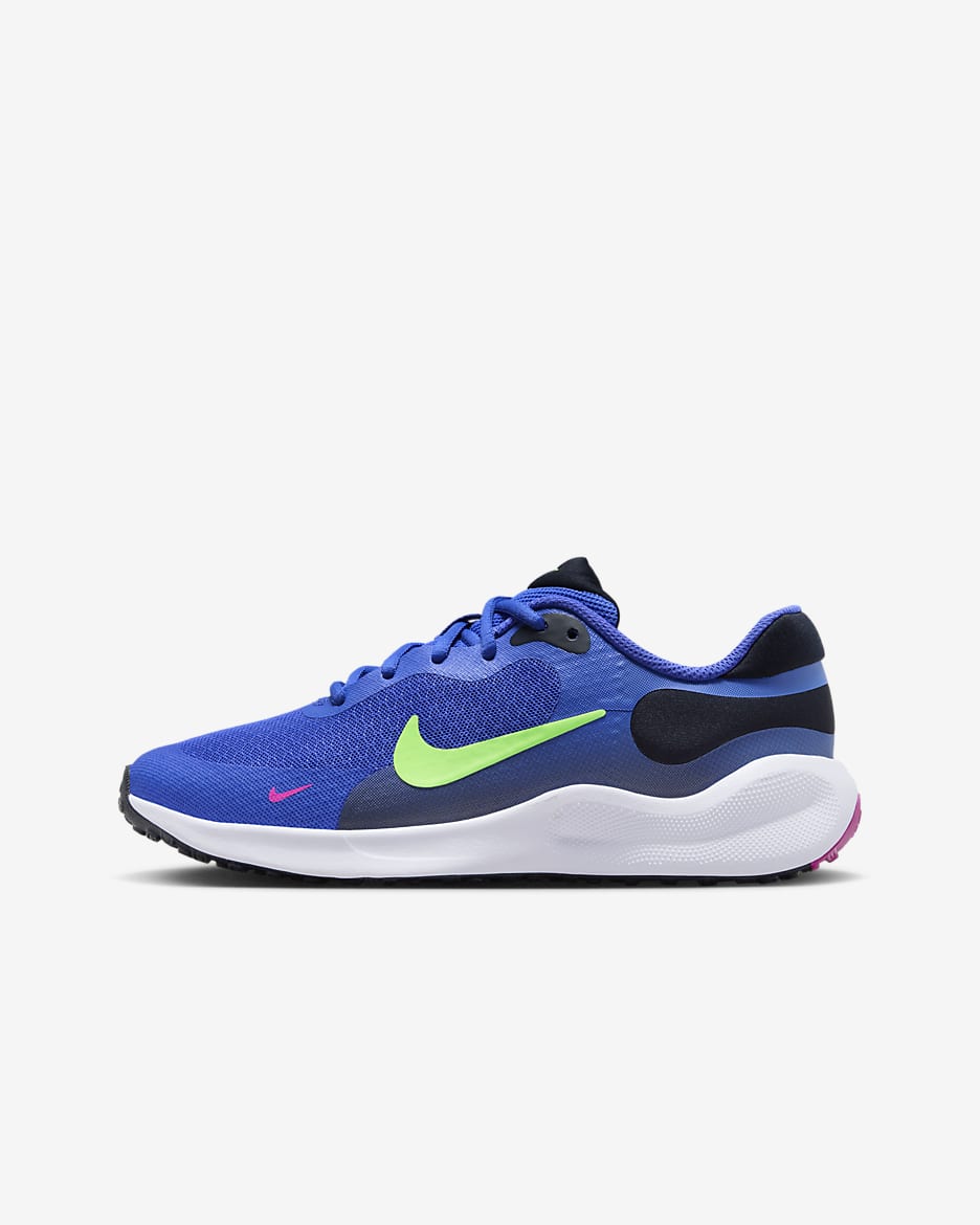 Löparsko Nike Revolution 7 för ungdom - Light Ultramarine/Dark Obsidian/Vit/Lime Blast