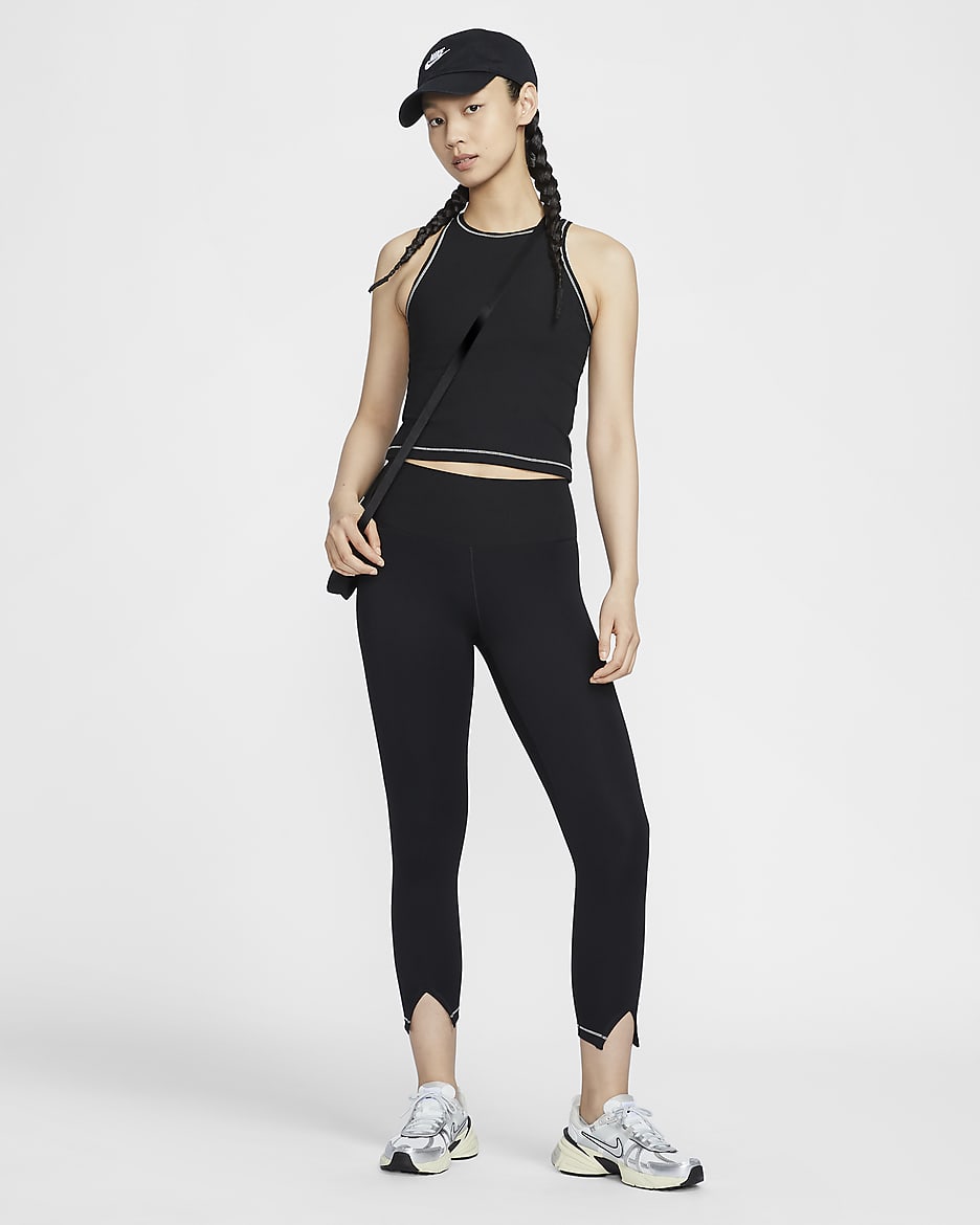 Nike One Rib Women's High-Waisted 7/8 Leggings - Black/Cool Grey