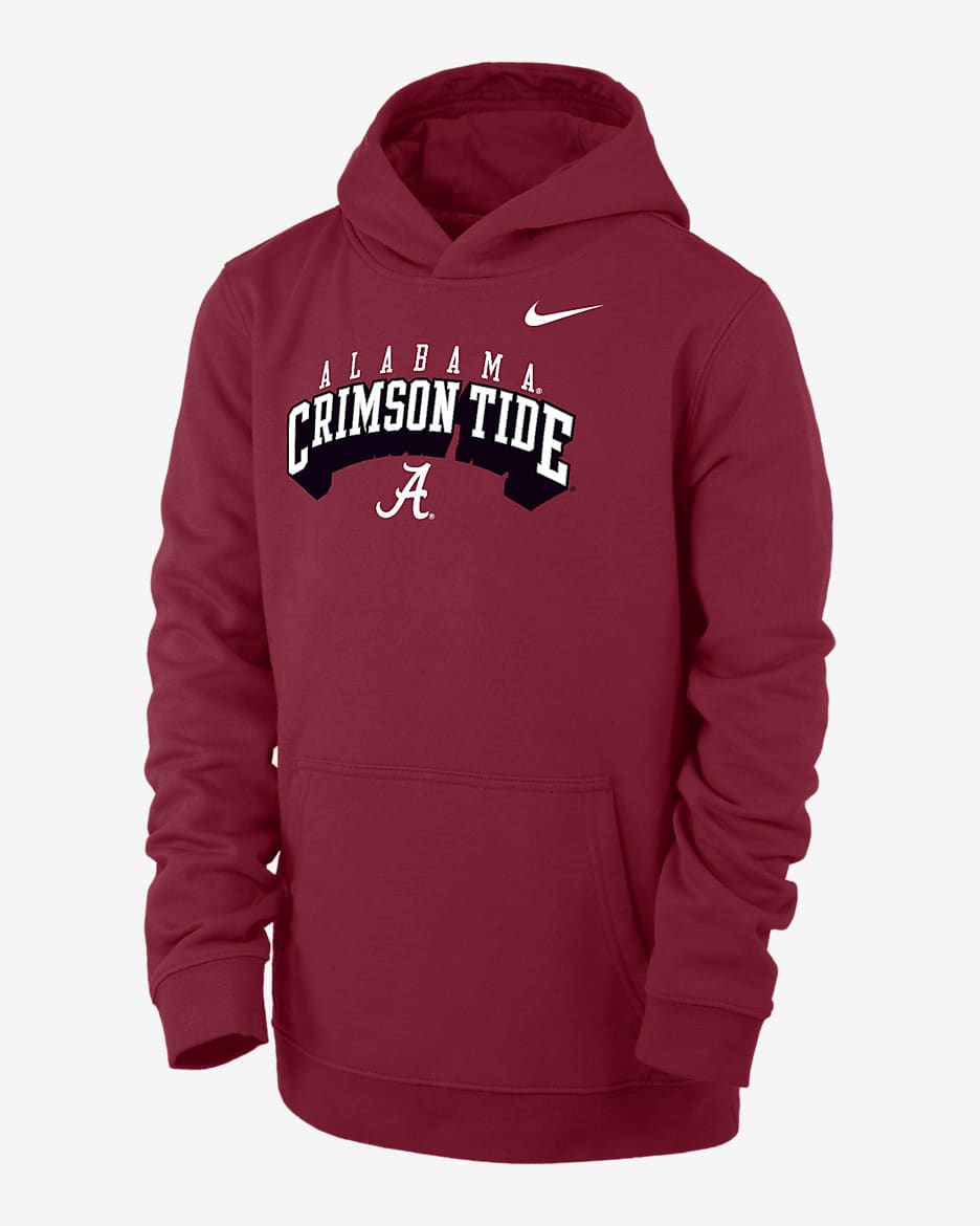 Alabama Club Fleece Big Kids' (Boys') Nike College Pullover Hoodie - Team Crimson