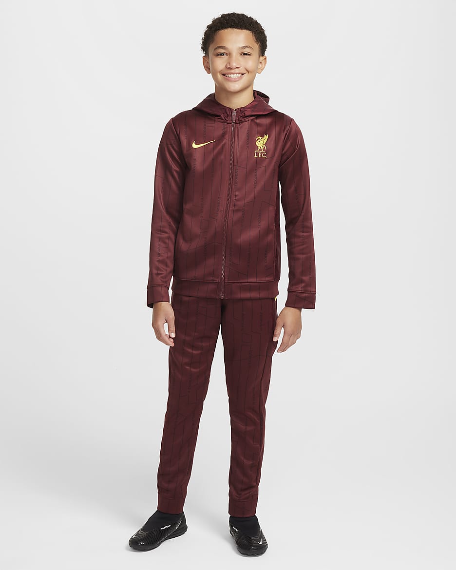 Liverpool FC Thuis Nike geweven voetbaltrainingspak voor kids - Dark Team Red/Chrome Yellow