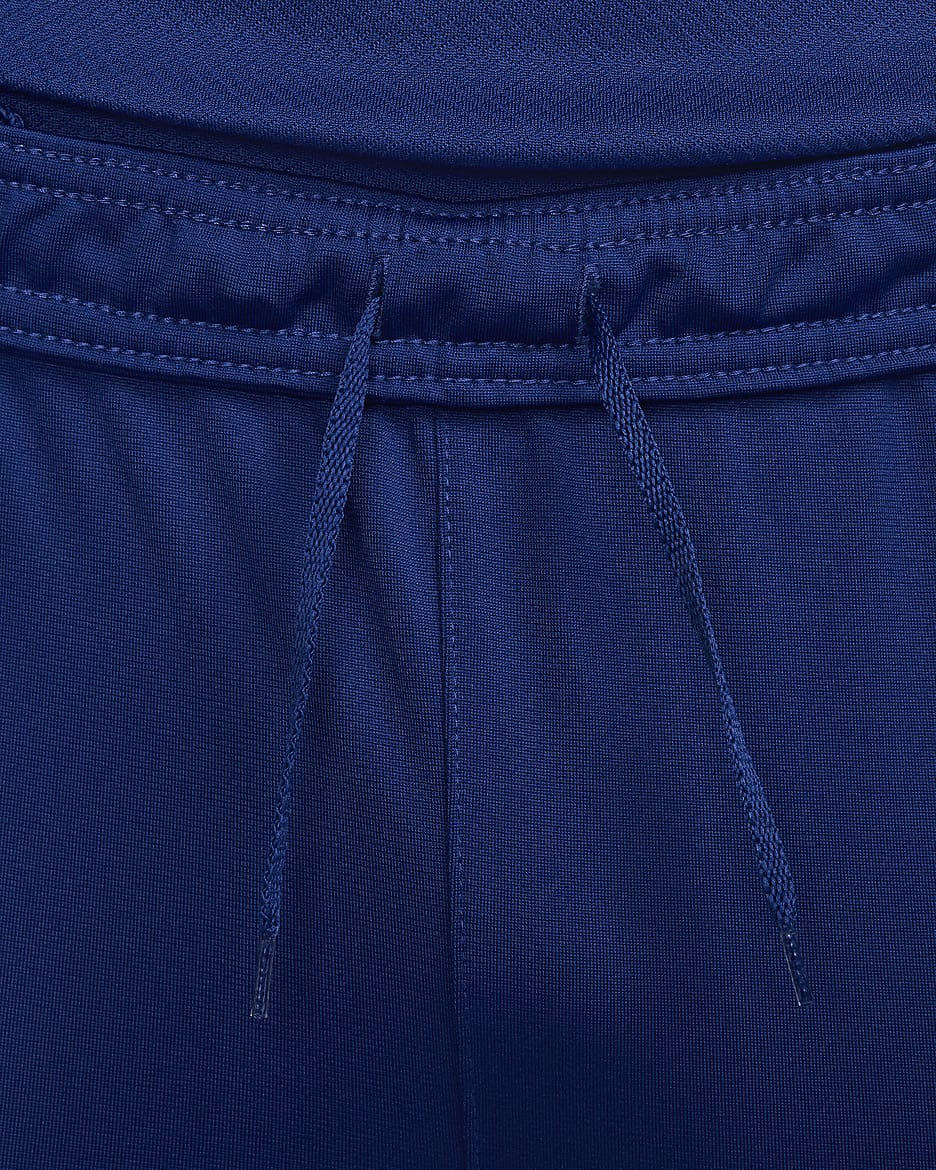 Netherlands Strike Nike Dri-FIT kapucnis, kötött férfi futballtréningruha - Deep Royal Blue/Safety Orange/Safety Orange