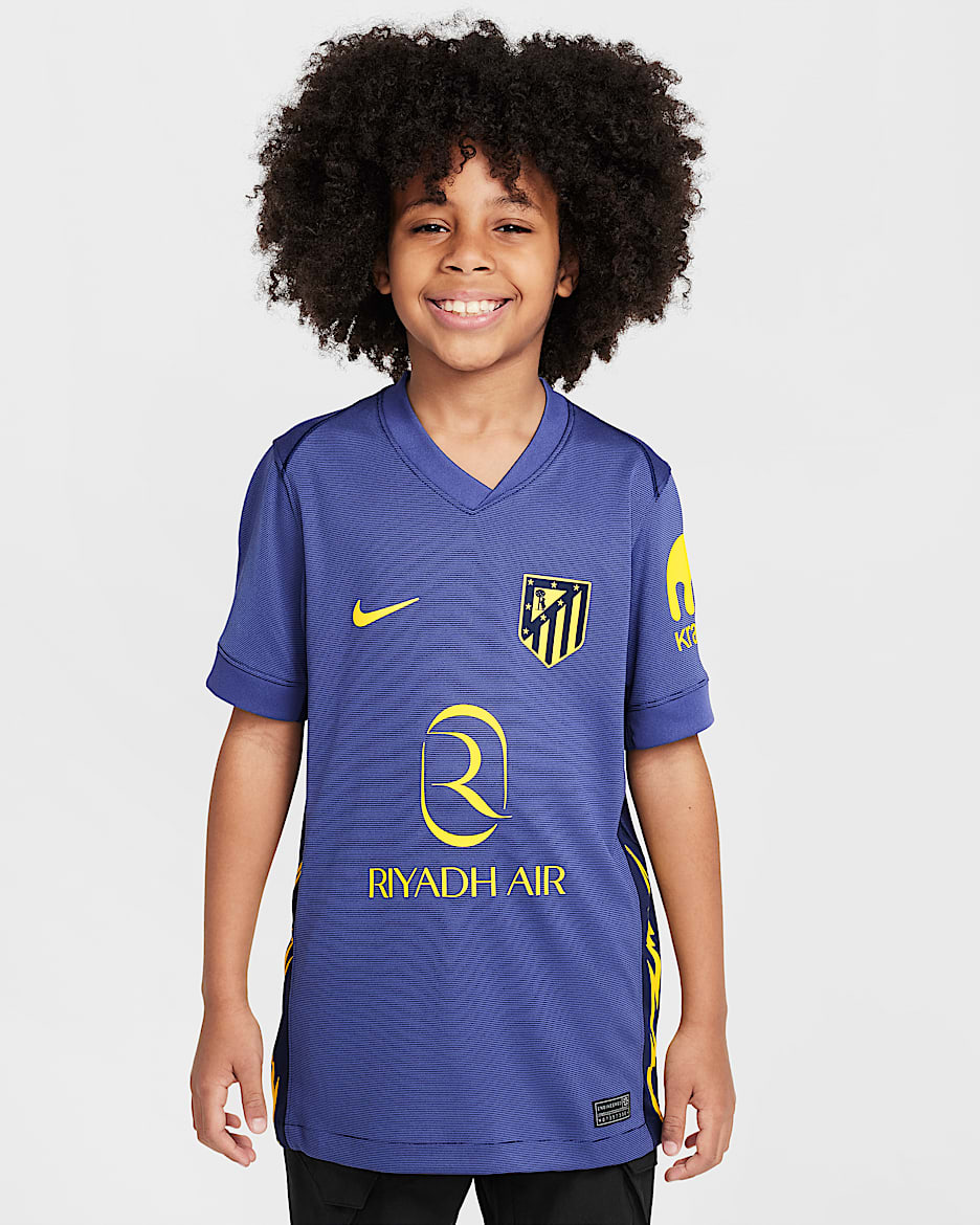 Segunda equipación Stadium Atlético de Madrid 2025/26 Camiseta de fútbol Replica Nike Dri-FIT - Niño/a - Binary Blue/Dark Purple Dust/Vibrant Yellow