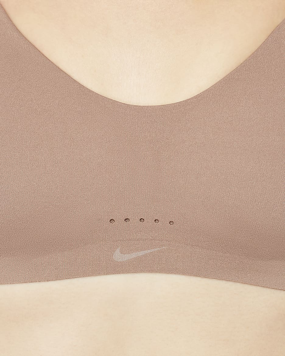 สปอร์ตบราสไตล์มินิมอลผู้หญิงซัพพอร์ตระดับต่ำเสริมฟองน้ำ Nike Dri-FIT Alate - Desert Dust/Desert Dust/Red Bark