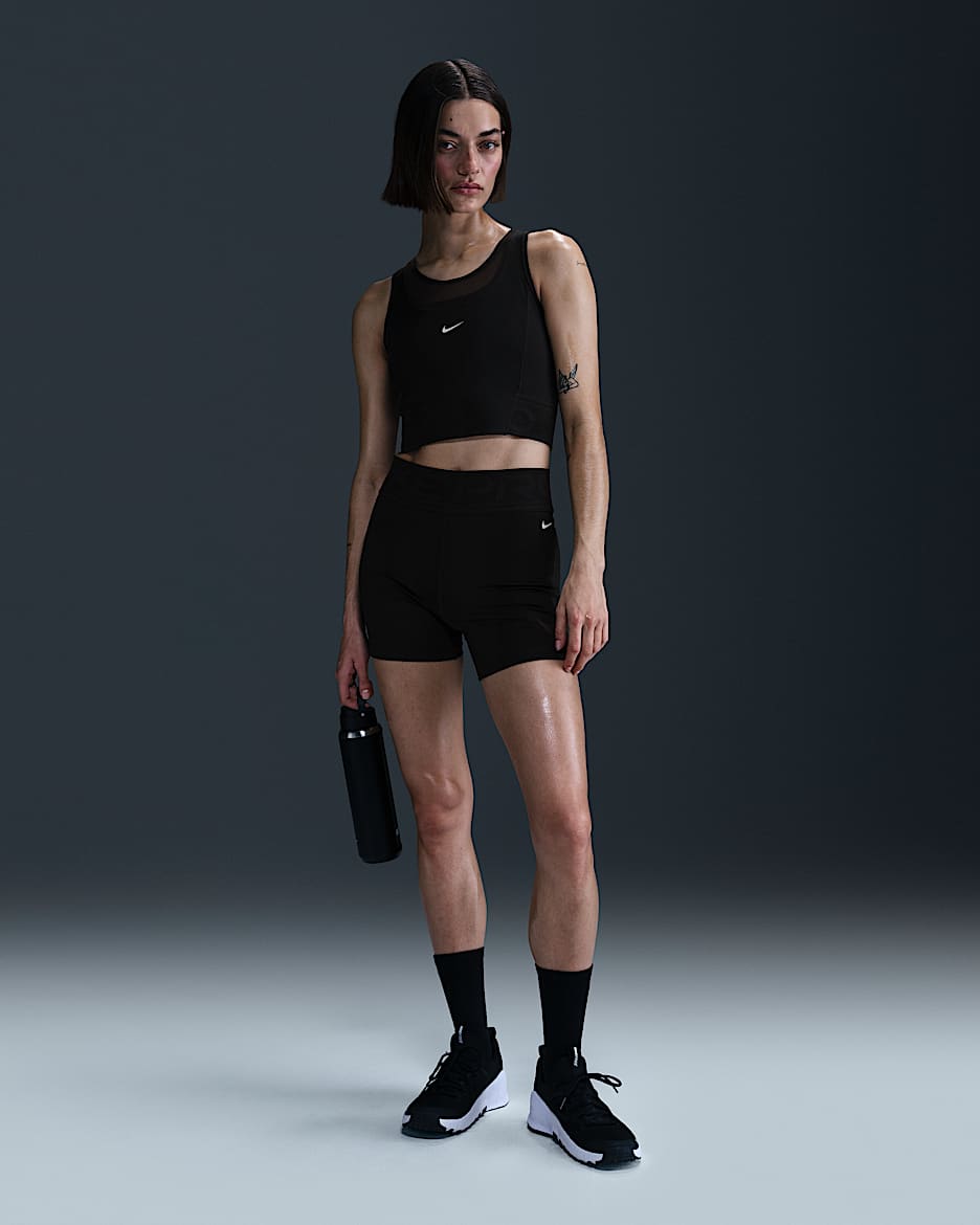 Nike Pro Sculpt Bike Shorts (ca. 12,5 cm) mit hohem Taillenbund (Damen) - Schwarz/Weiß