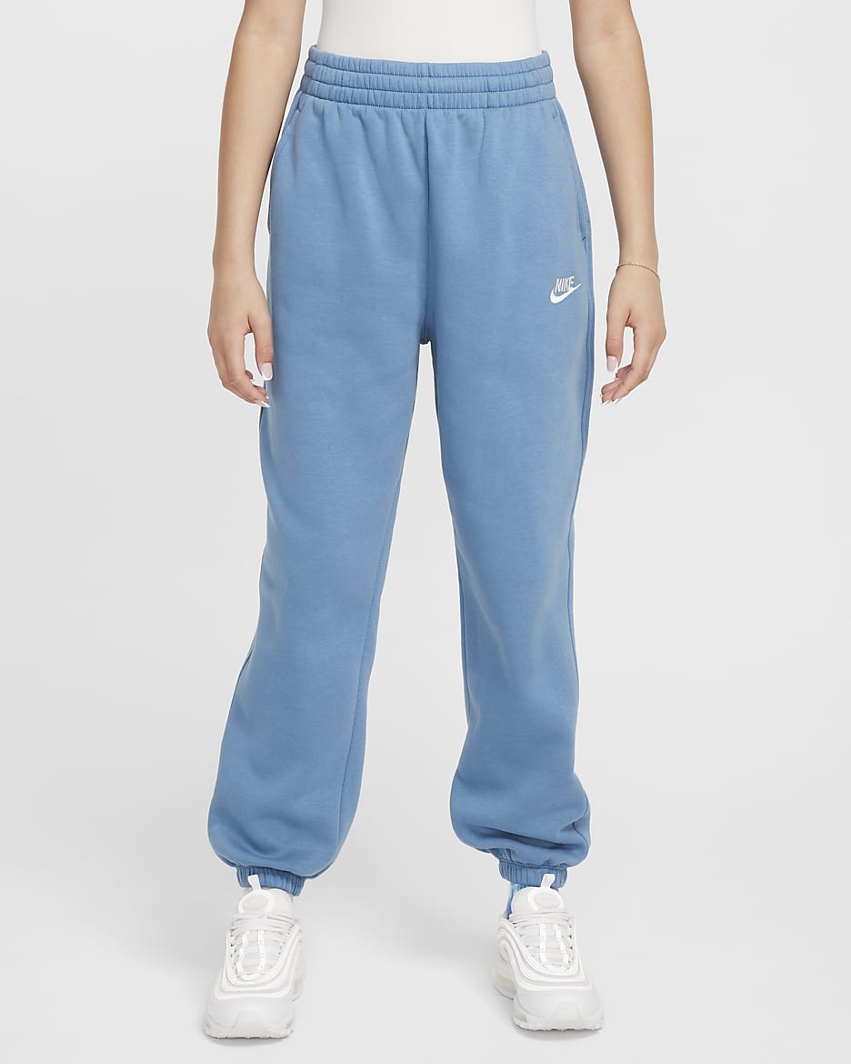 Nike Sportswear Club Fleece Big Kids' Loose Pants - Aegean Storm/Aegean Storm/White