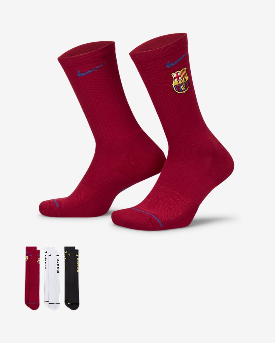 Barcelona Everyday Nike Socks (3 Pairs) - Multi-Colour