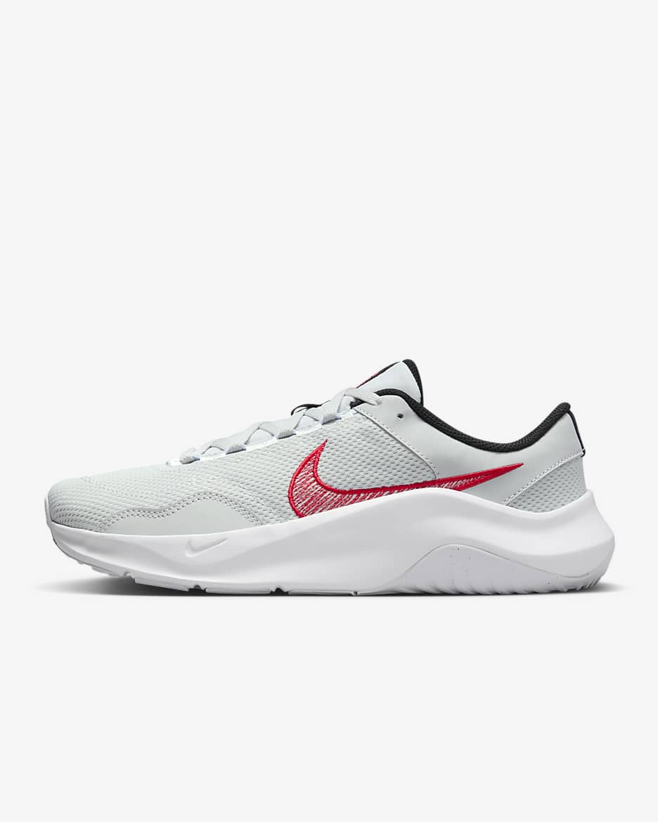 Nike Legend Essential 3 Next Nature Men's Workout Shoes - Pure Platinum/White/Black/University Red