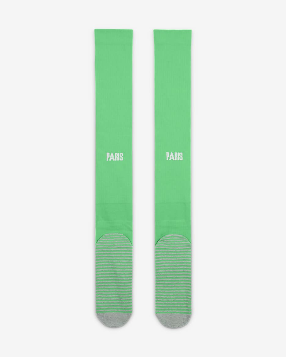 Chaussettes de foot montantes Paris Saint-Germain Strike Nike - Green Spark/Blanc