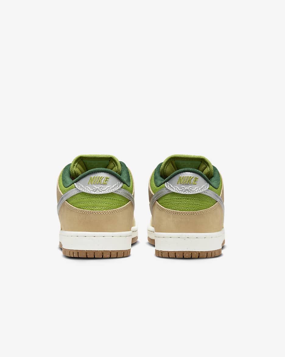 Nike SB Dunk Low Pro Skate Shoes - Sesame/Pear/Fir/Metallic Silver