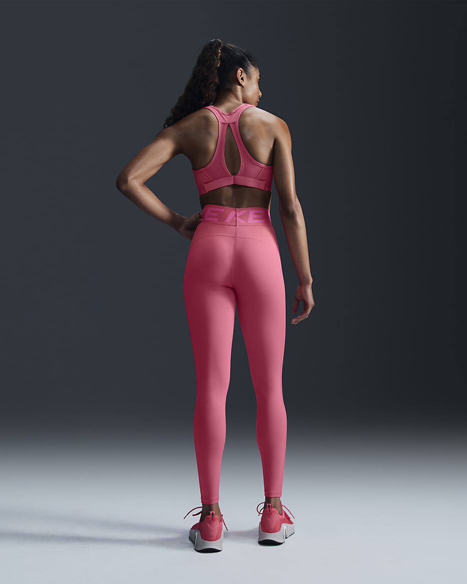 Dámské dlouhé legíny Nike Pro Sculpt s vysokým pasem - Aster Pink/Bílá