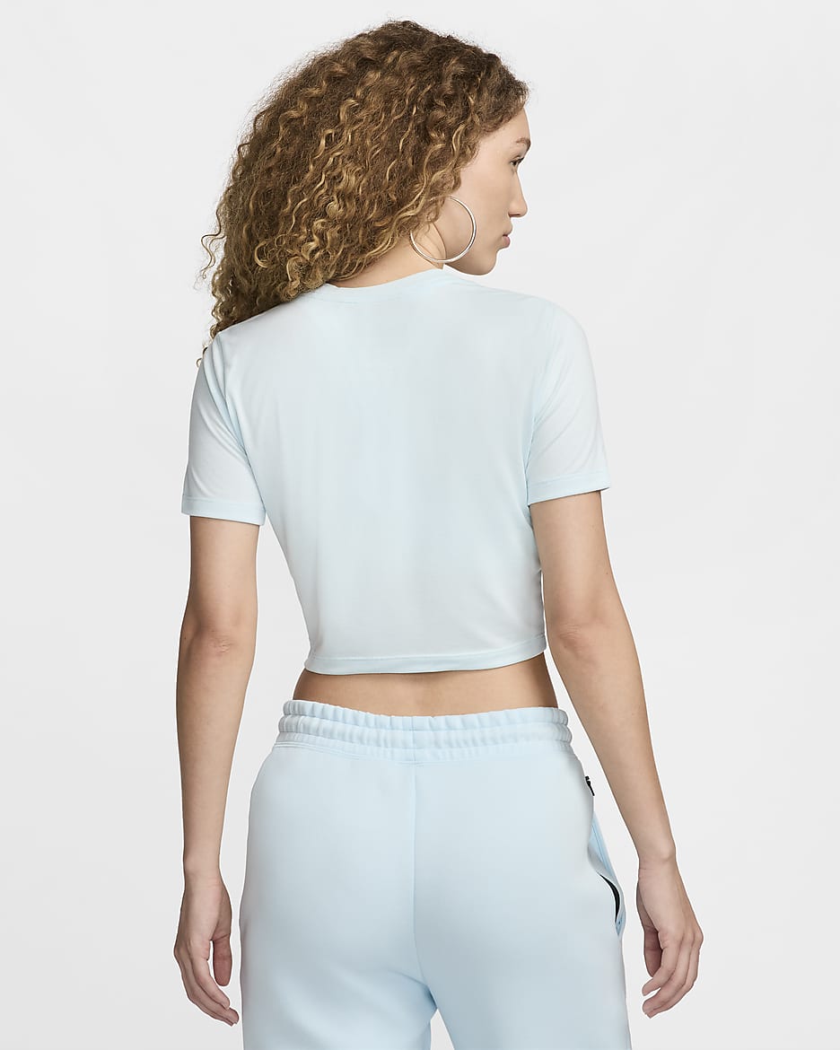 Nike Sportswear Essential Women's Slim Cropped T-Shirt - Glacier Blue/White