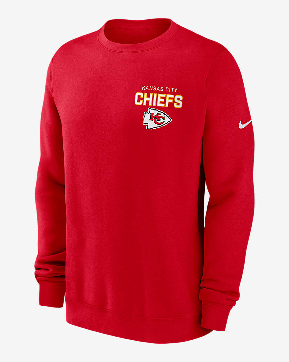 Sudadera de cuello redondo sin cierre Nike de la NFL para hombre Kansas City Chiefs Draw Block Club - Rojo