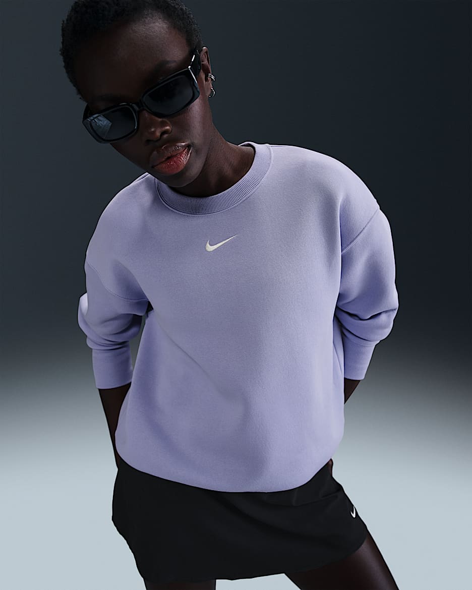 Sudadera oversized de cuello redondo para mujer Nike Sportswear Phoenix Fleece - Hielo lila/Vela