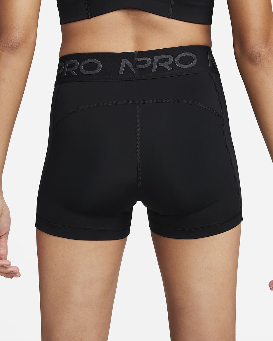 Nike Pro Women's Mid-Rise 3" Graphic Shorts - Black/Anthracite/White