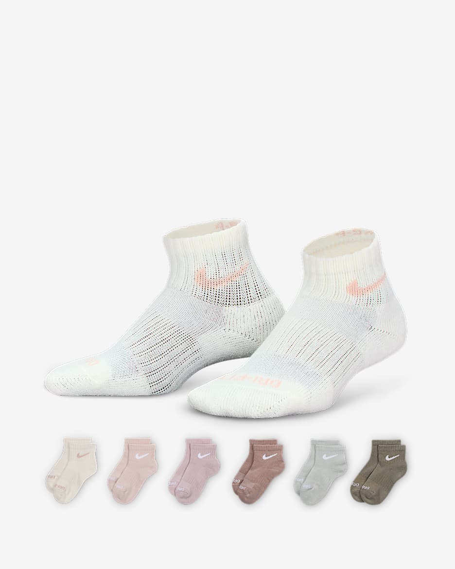 Nike Dri-FIT Performance Basics Little Kids' Quarter Socks (6 Pairs) - Sail