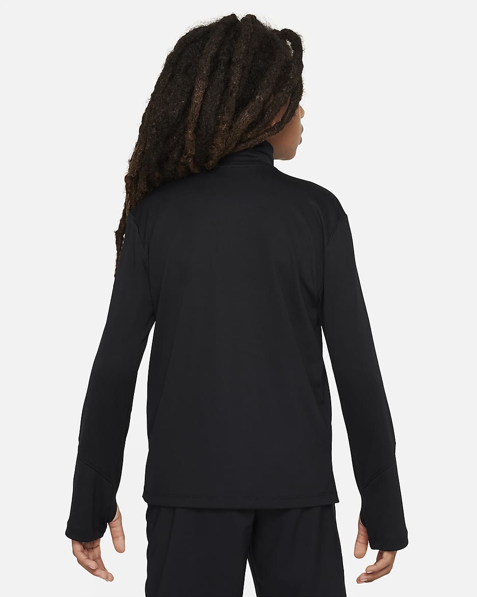 Langærmet Nike Multi Dri-FIT UV-top med 1/2-lynlås til større børn (drenge) - sort