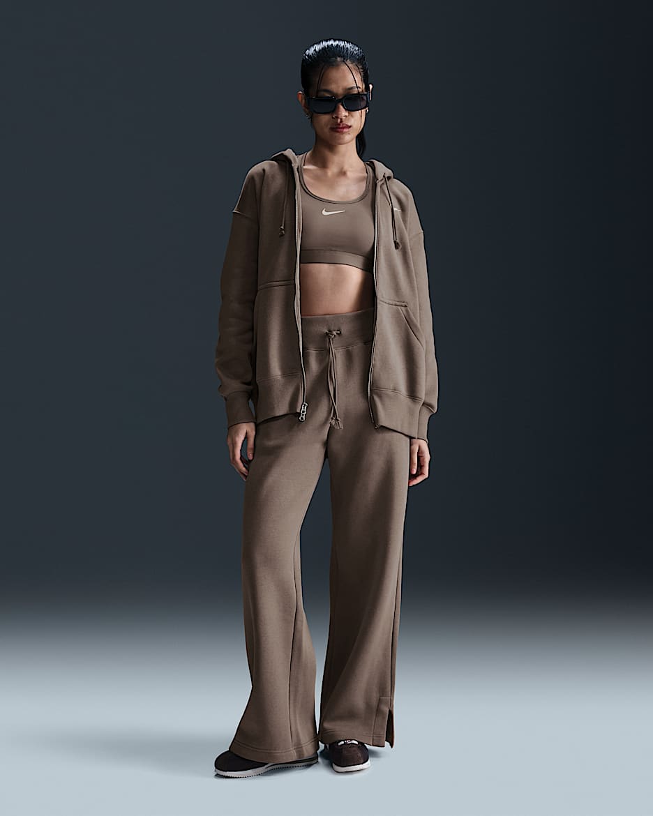 Nike Sportswear Phoenix Fleece Women's High-Waisted Wide-Leg Tracksuit Bottoms - Mink Brown/Sail