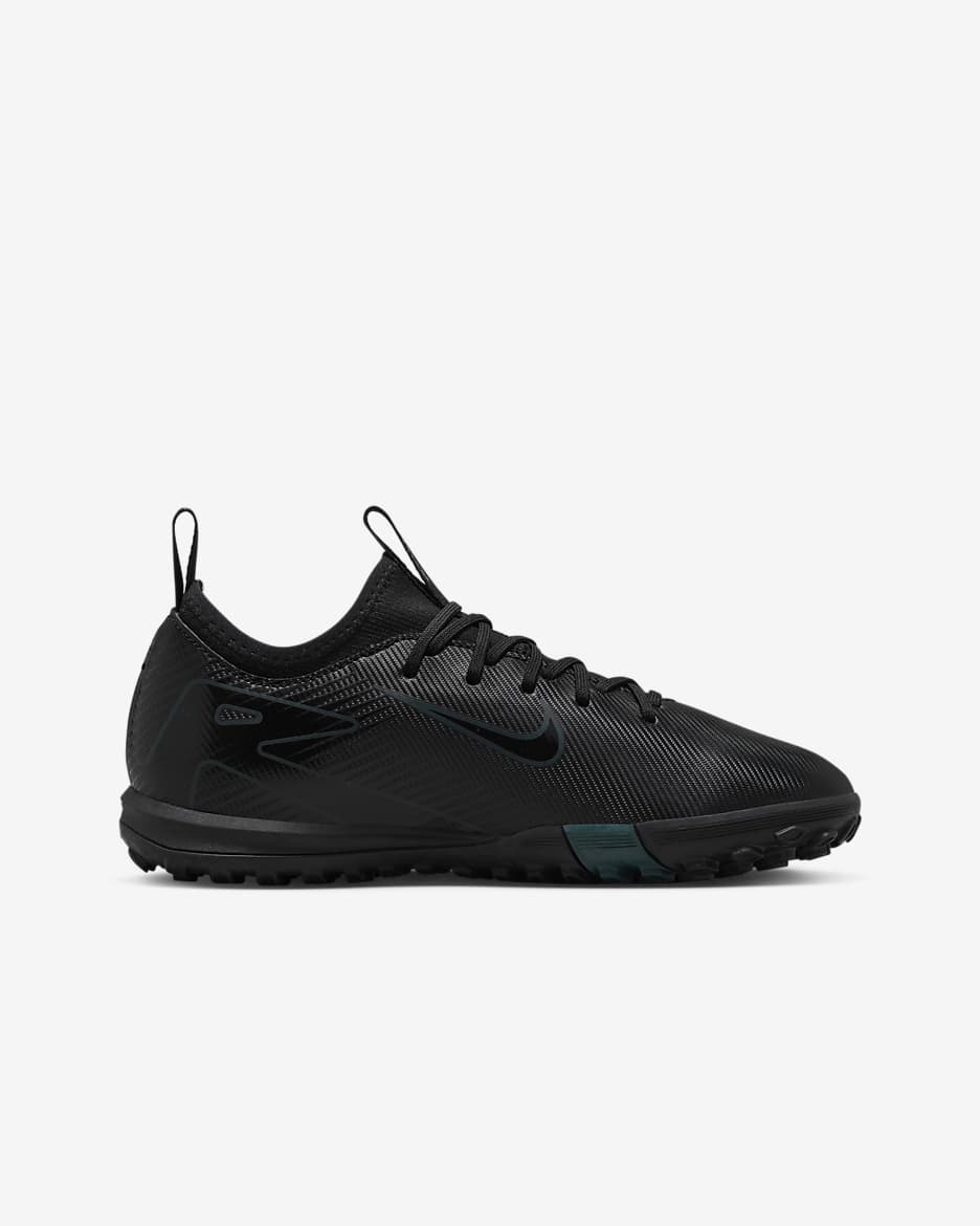 Tacos de fútbol TF de corte low para niños de preescolar y grandes Nike Jr. Mercurial Vapor 16 Academy - Negro/Jungla intenso/Negro