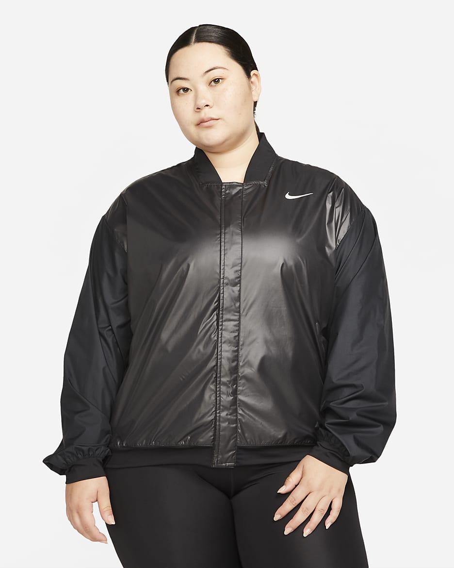 Nike Swoosh Run Women's Running Jacket (Plus Size) - Black/White