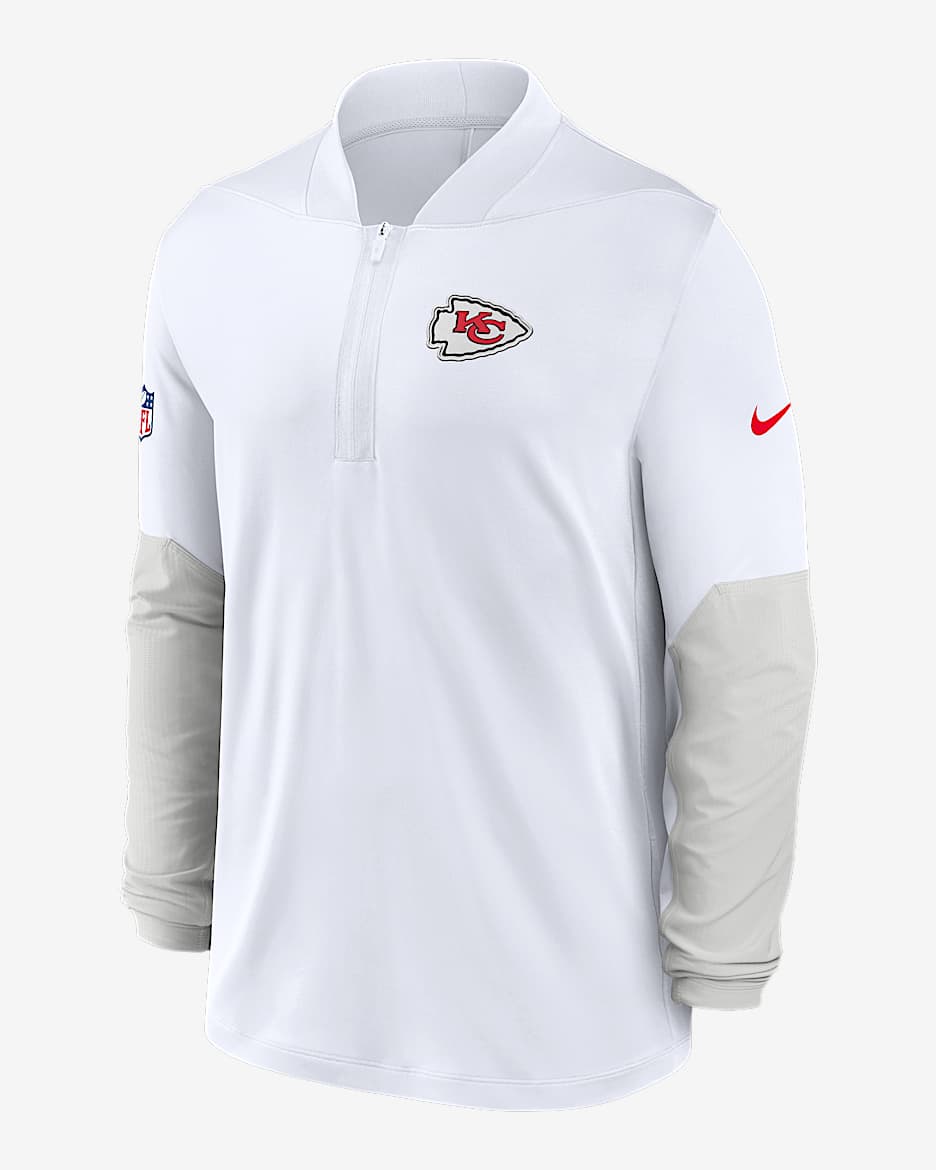Kansas City Chiefs Feel The Pressure Men's Nike Dri-FIT NFL 1/2-Zip Top - White