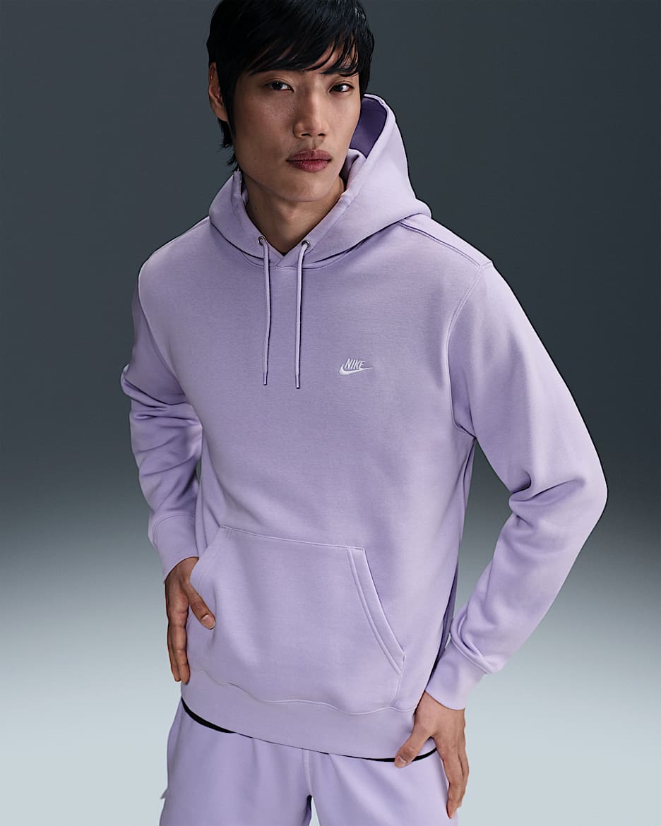 Nike Club Men's Pullover Fleece Hoodie - Hydrangeas/Hydrangeas/White