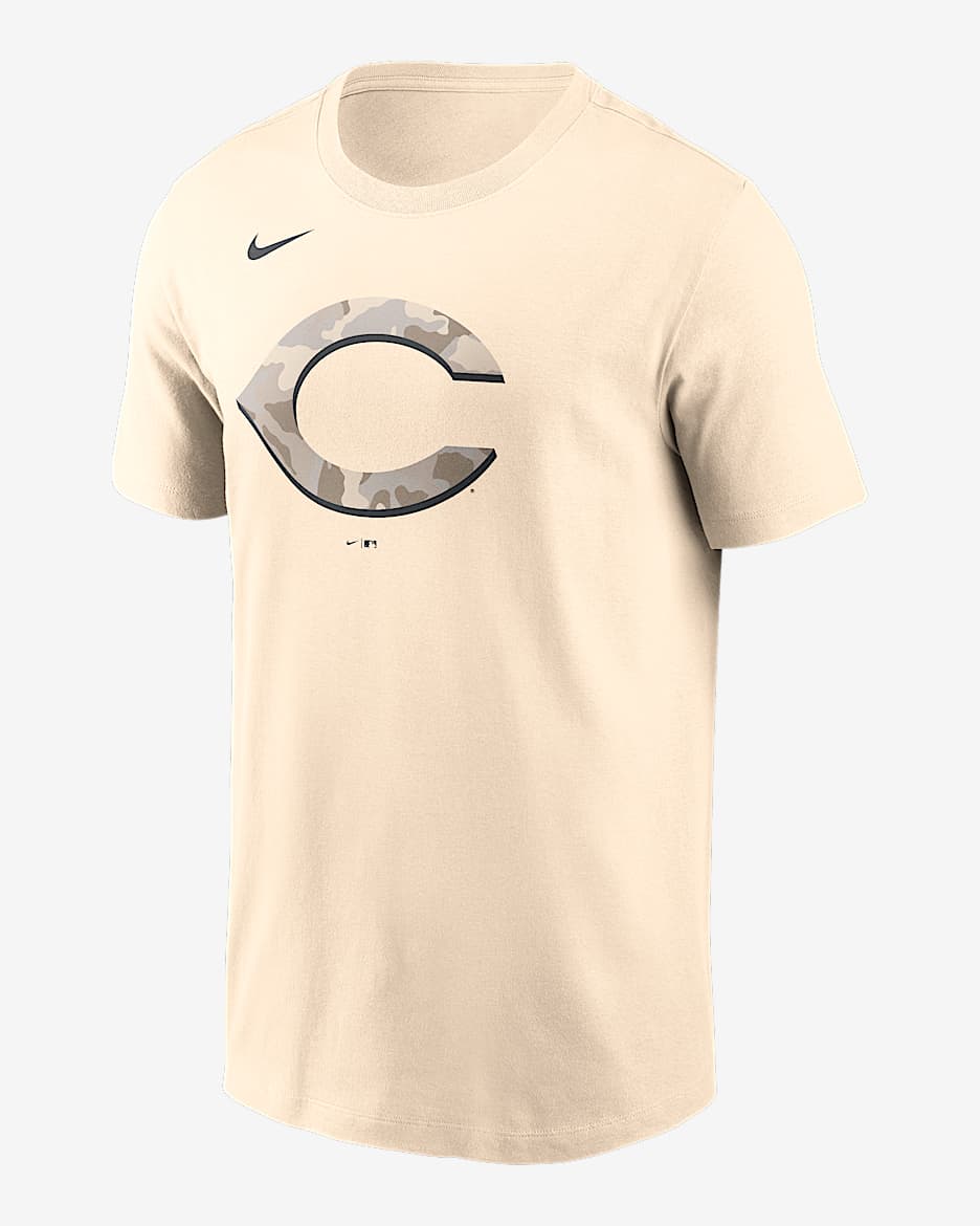 Playera Nike de la MLB para hombre Cincinnati Reds Camo - Crema