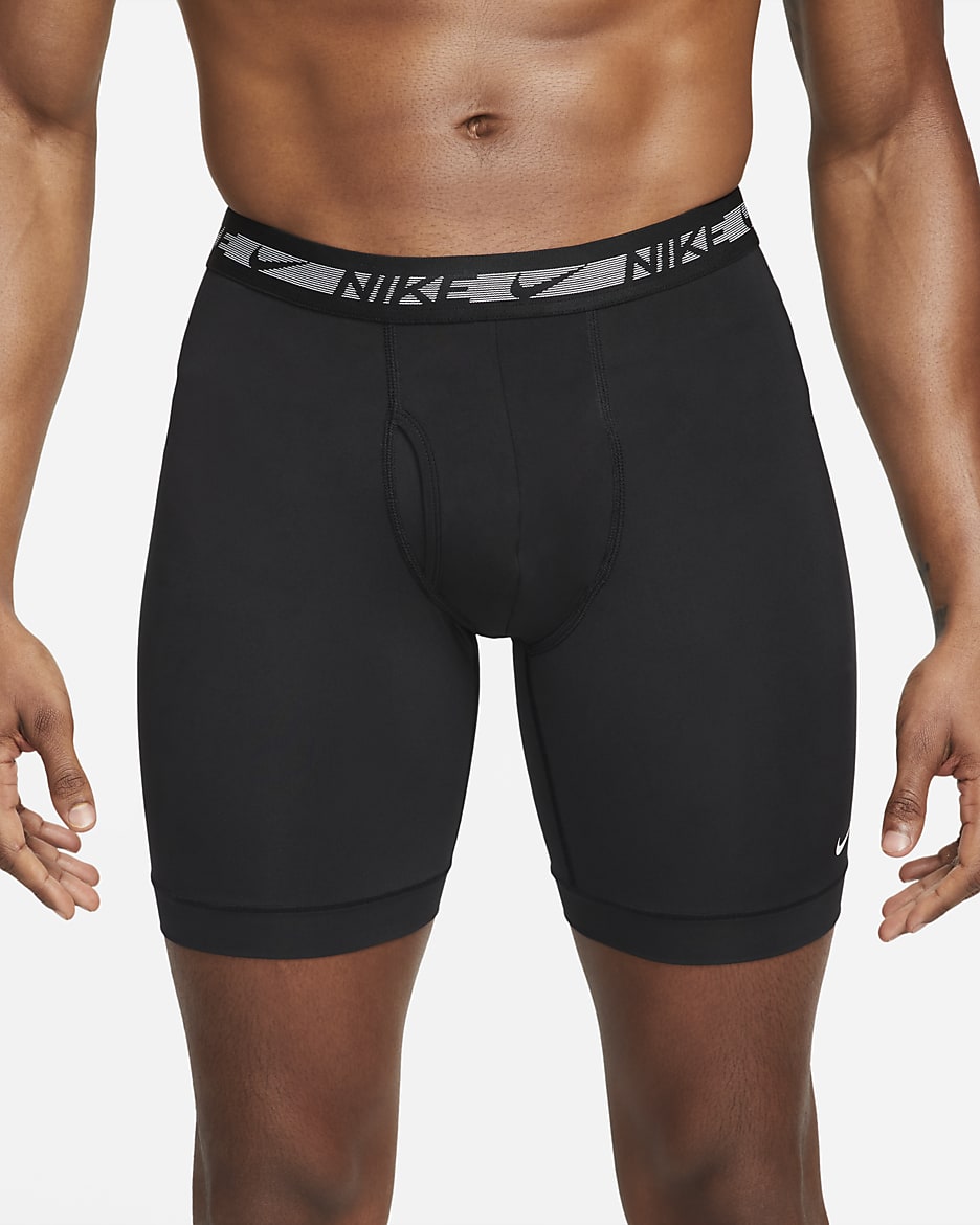 Calzoncillos largos para hombre Nike Dri-FIT Ultra Stretch Micro (paquete de 3) - Negro