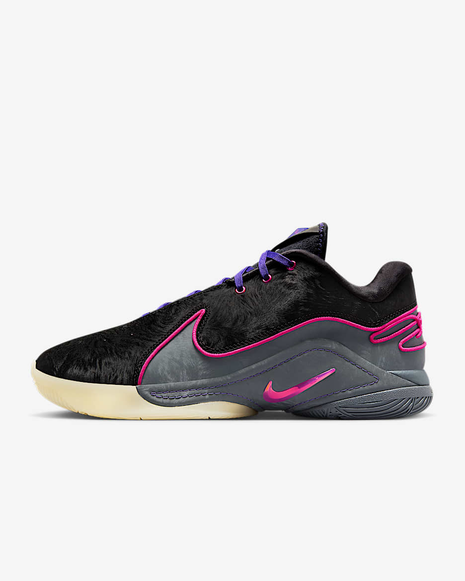 Basketsko LeBron XXII "Tunnel Vision" - Svart/Dark Grey/Field Purple/Laser Fuchsia