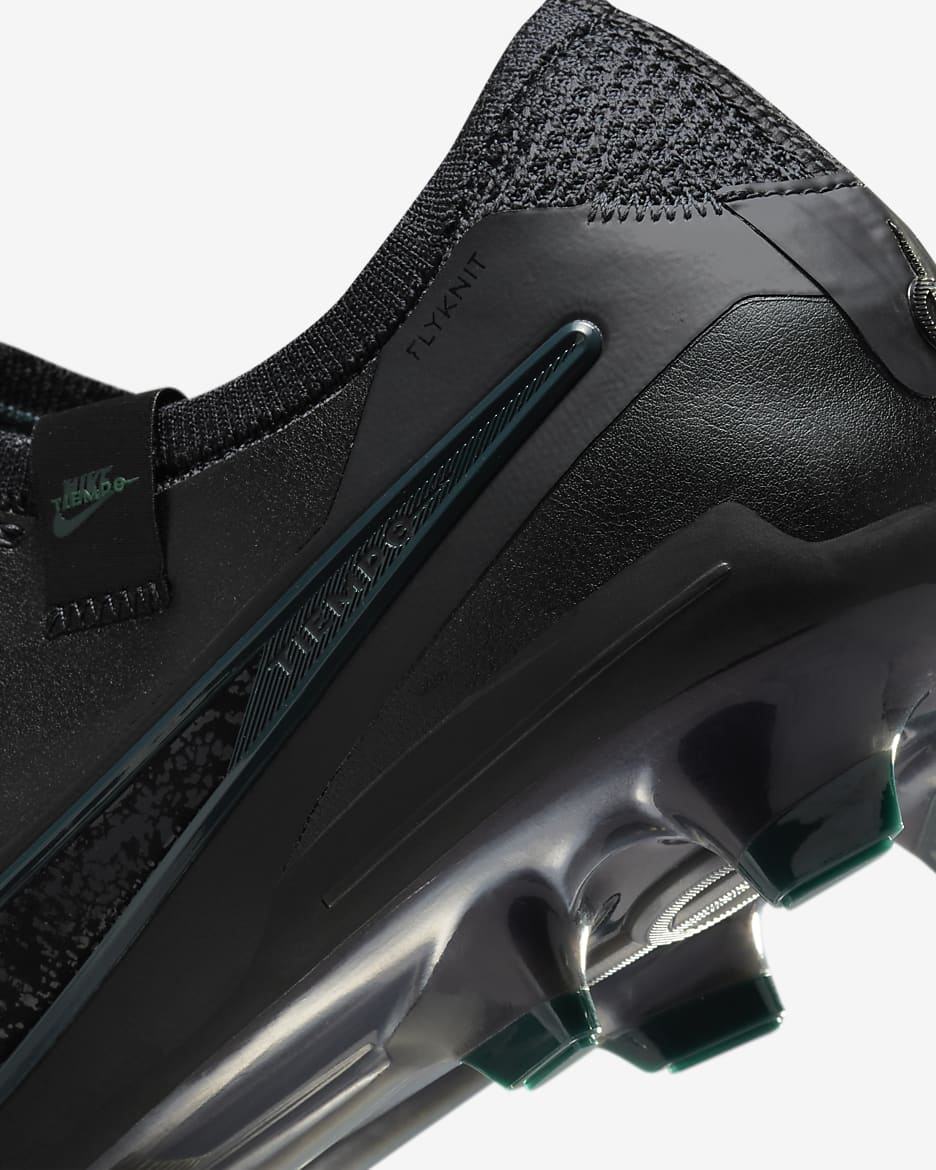 Chaussure de foot basse à crampons pour terrain sec Nike Tiempo Legend 10 Elite - Noir/Deep Jungle/Noir