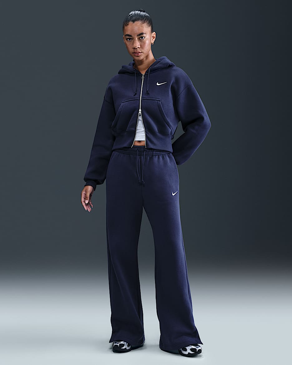 Nike Sportswear Phoenix Fleece Women's High-Waisted Wide-Leg Pants - Midnight Navy/Sail