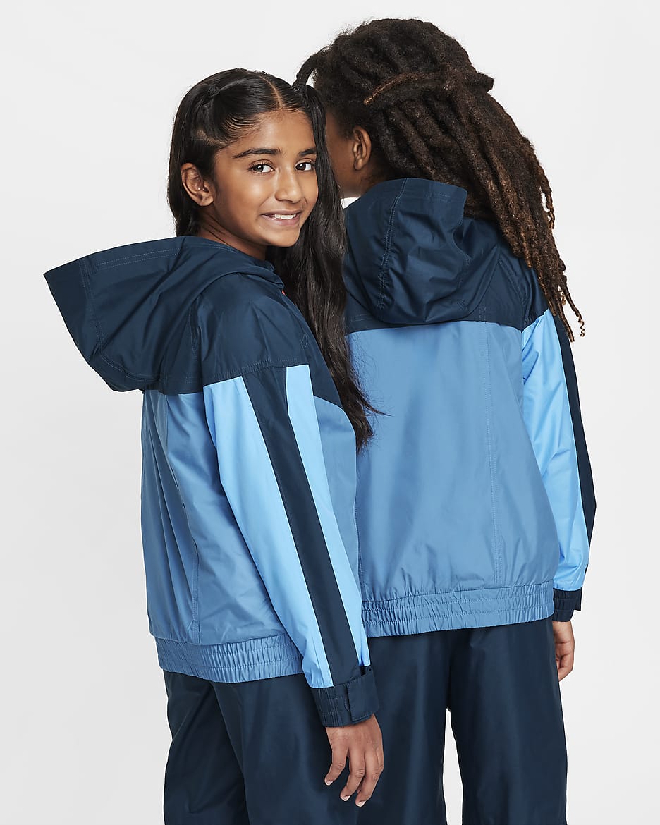 Chamarra Repel para niños talla grande Nike Sportswear Windrunner EasyOn - Azul marino militar/Tormenta del Egeo/Azul universitario/Tormenta del Egeo