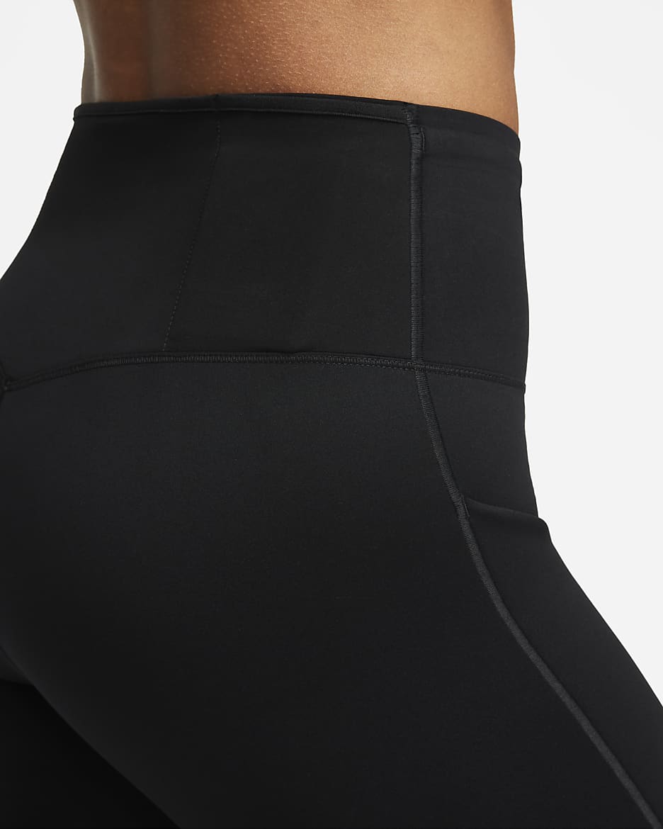 Shorts da ciclista 20 cm a vita alta con tasche e sostegno elevato Nike Go – Donna - Nero/Nero