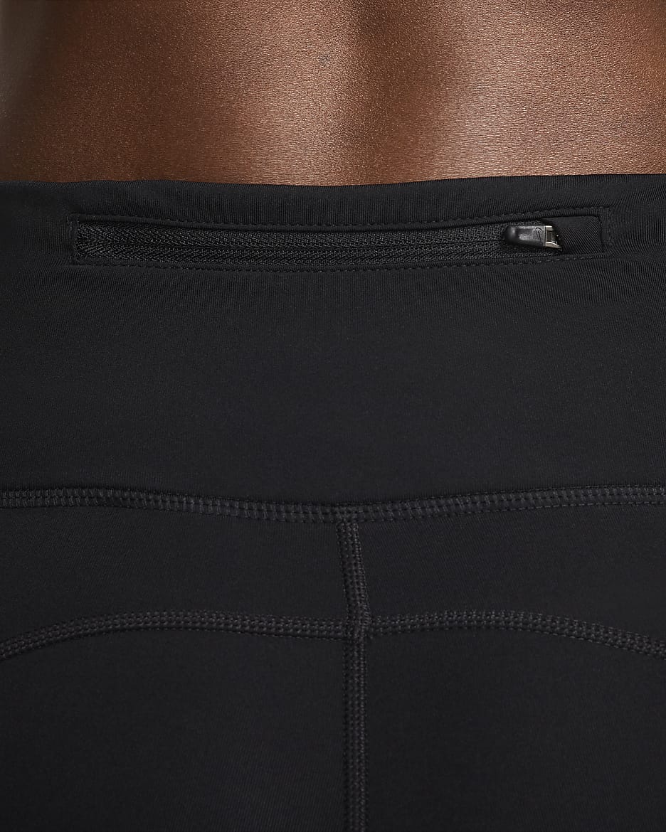 Nike Fast 7/8-Lauf-Leggings mit mittelhohem Bund und Taschen für Damen - Schwarz/Weiß