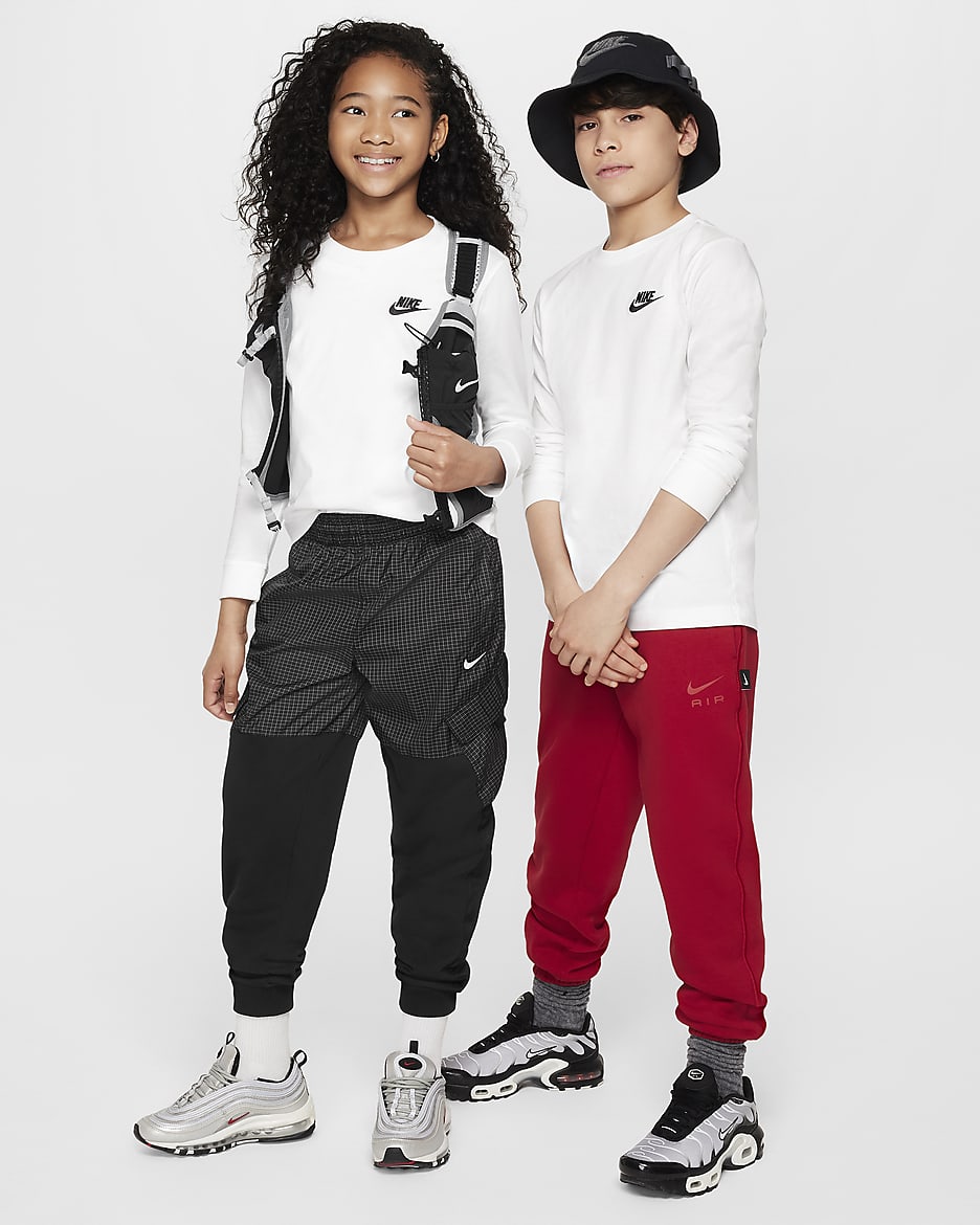 Playera de manga larga para niños grandes Nike Sportswear - Blanco